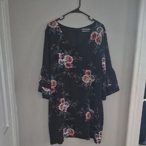 Floral Black Tunic Dress